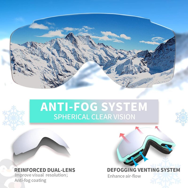 Freela Kids Ski Snowboard Goggles for Toddler(3-14) Youth Anti Fog Anti UV Goggles Girls Boys Snow Skiing Equipment - Image 4
